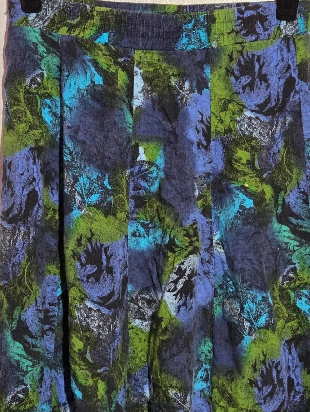 Vintage Green And Blue Patterned Midi Skirt
